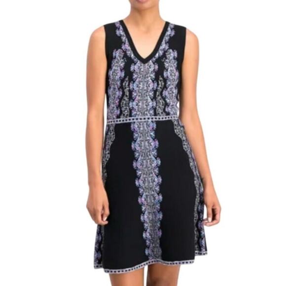Nanette Lepore Sweater Knit Mystical Stitch Dress | Black Multi, M, $448 NWOT - Picture 12 of 12